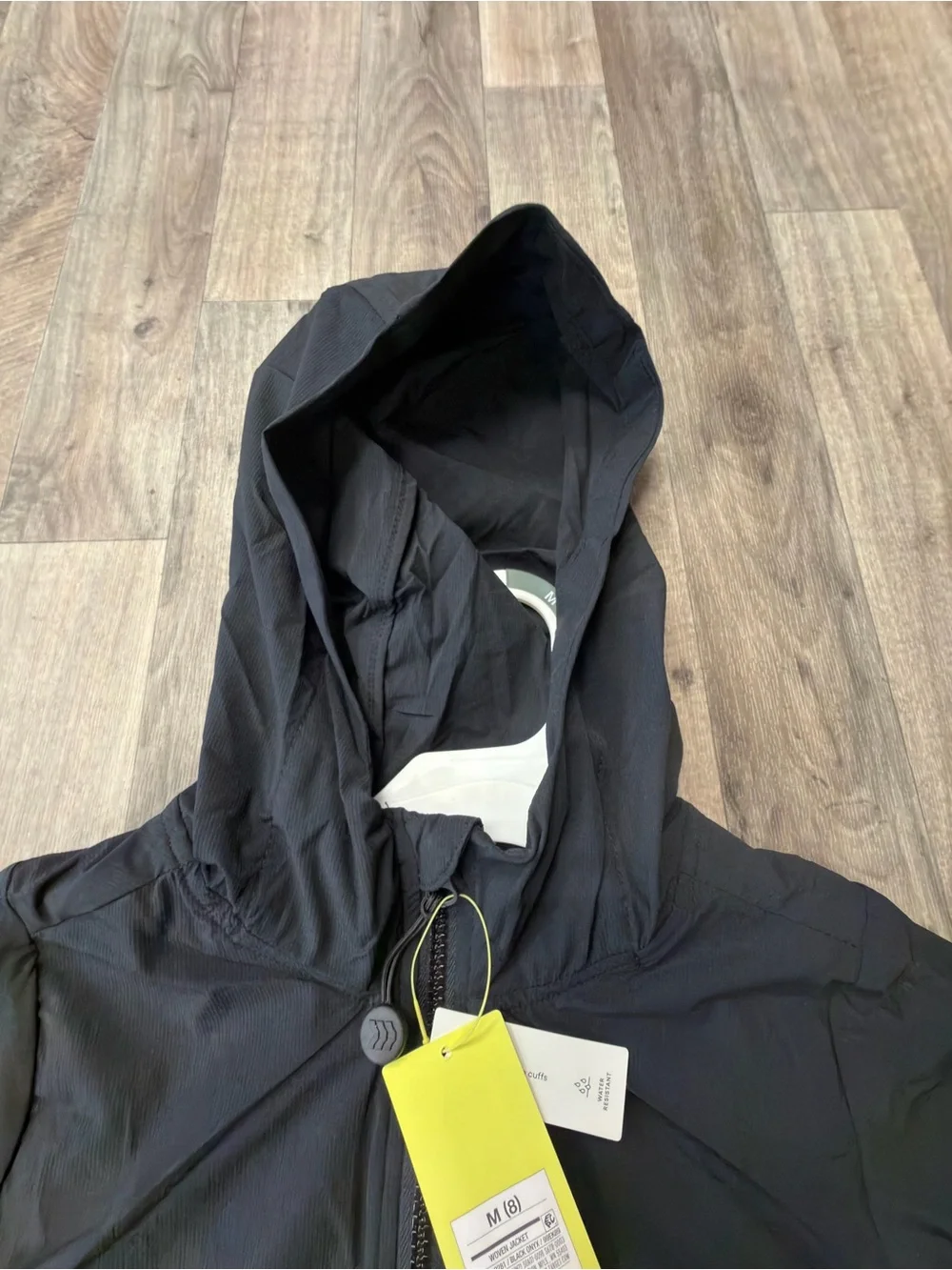 All In Motion Girls Medium Black Hooded Windbreaker Jacket NWT